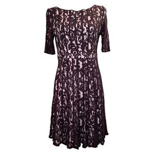 Adrianna Papell Black Lace Knee Length Dress 10P